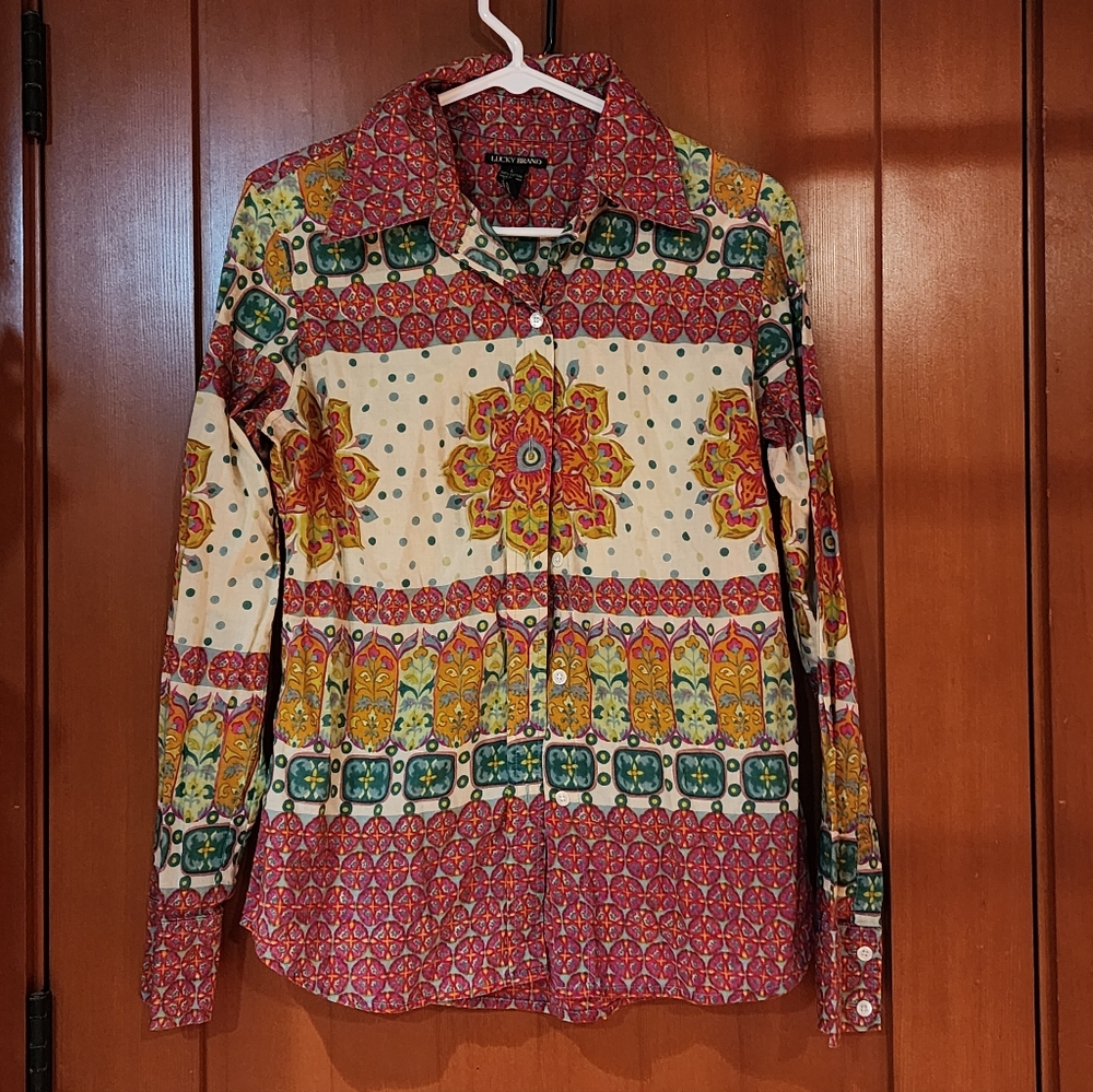 LUCKY BRAND Colorful Mandala 100% Cotton Gilmore Girls Sz L